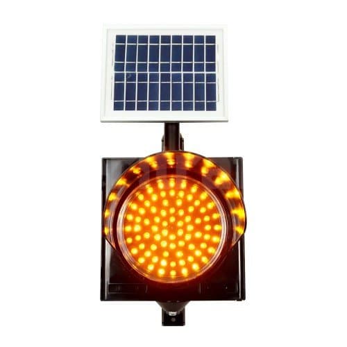 300 mm Led'li Güneş Enerjili Flaşör Siyah Standart Sarı