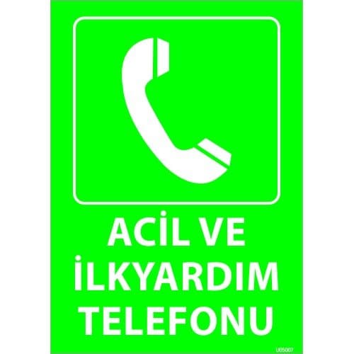 Acil Ve İlk Yardım Telefonu Levhası 25x35 cm