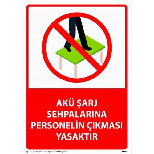 Akü Şarj Sehpalarına Personelin Çıkması Yasaktır Levhası 25x35 cm