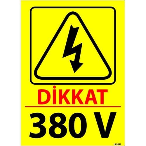 Dikkat 380 V Levhası 25x35 cm