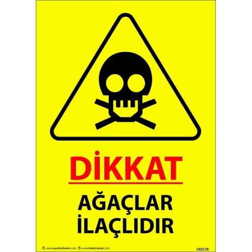 Dikkat Ağaçlar İlaçlıdır Levhası 25x35 cm