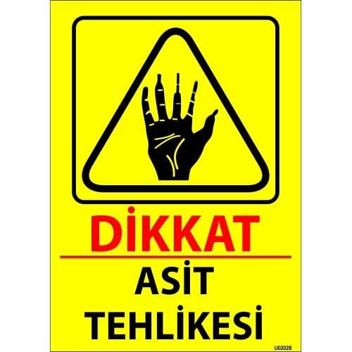 Dikkat Asit Tehlikesi Levhası 25x35 cm