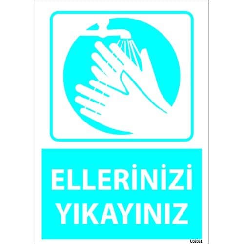 Dikkat Ellerinizi Yıkayınız Levhası 25x35 cm