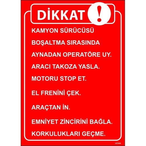 Dikkat Kamyon Sürücüsü Levhası 25x35 cm