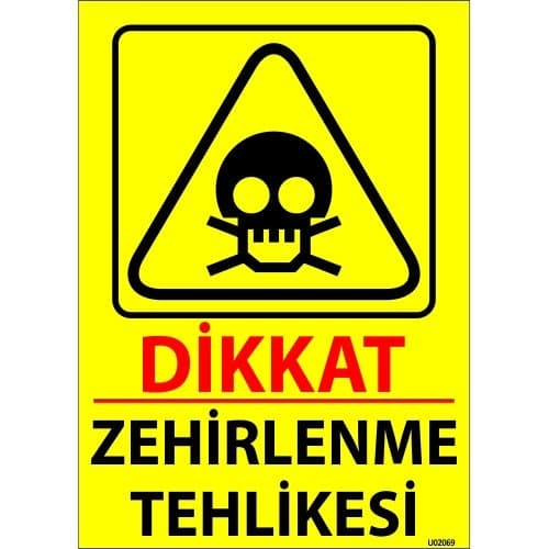 Dikkat Zehirlenme Tehlikesi Levhası 25x35 cm