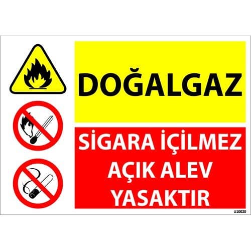 Doğalgaz Sigara İçilmez Açık Alev Yasaktır  Levhası 25x35 cm