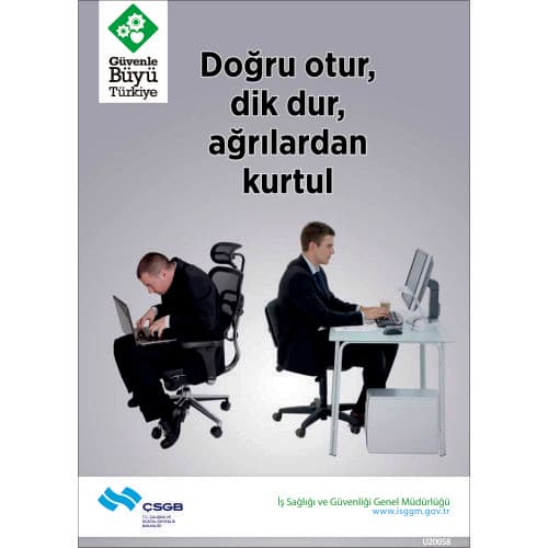 Doğru Otur, Dik Dur Ağrılardan Kurtul Levhası 25x35 cm