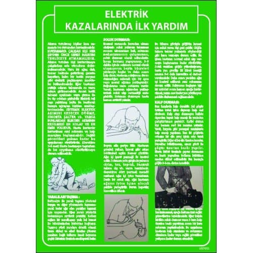 Elektrik Kazalarında İlk Yardım Levhası 25x35 cm