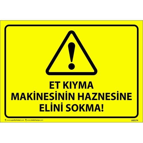 Et Kıyma Makinesinin Haznesine Elini Sokma Levhası 25x35 cm