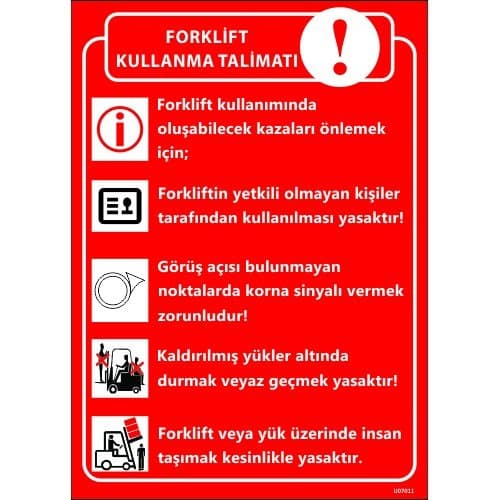 Forklift Kullanma Talimatı Levhası 25x35 cm