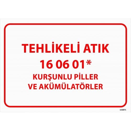 Kurşunlu Piller Ve Akümülatörler Levhası 25x35 cm