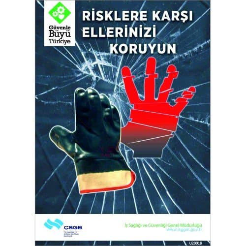Risklere Karşı Ellerinizi Koruyun Levhası 25x35 cm