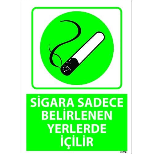 Sigara Sadece Belirlenen Yerlerde İçilir Levhası 25x35 cm
