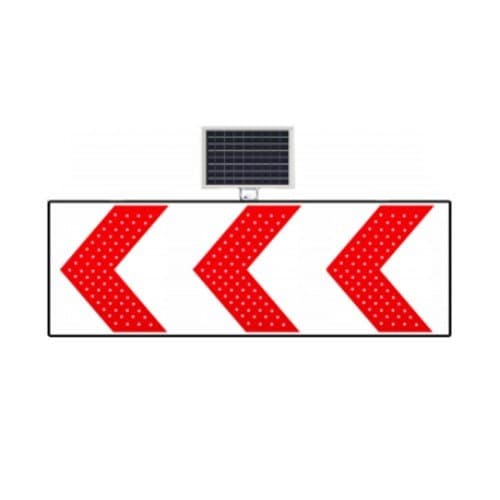 Güneş Enerjili (Solar) Ledli Sola Tehlikeli Viraj Levhası 180x60 cm