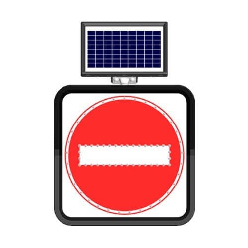 Solar Flaşörlü Ledli Trafik Levhasi (60X60Cm) Girilmez