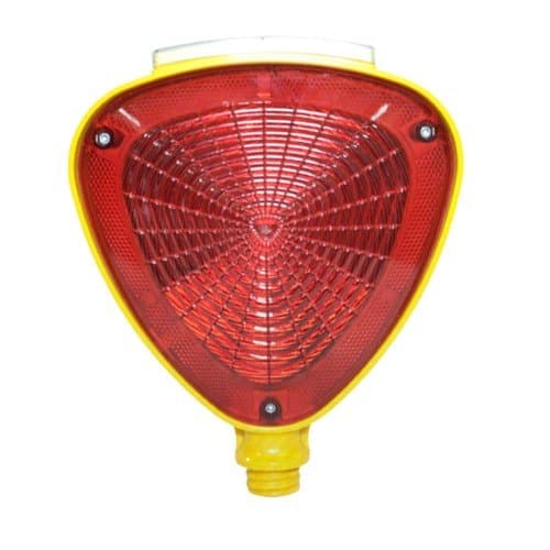 Solar Ledli Üçgen Flaşör Lamba (Kırmızı)