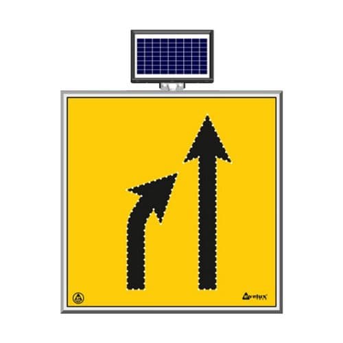 Solar Ledli Yol Bakim Levhasi (100X100Cm) Daralan Yol Soldan