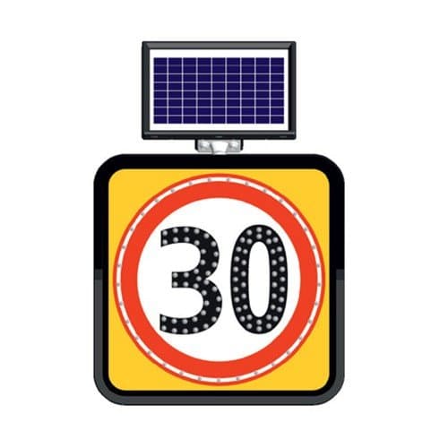 Solar Ledli Yol Bakim Levhasi (60X60Cm) 30 Kmh