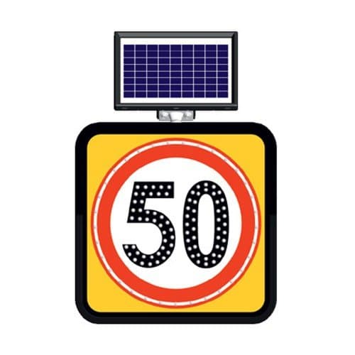 Solar Ledli Yol Bakim Levhasi (60X60Cm) 50 Kmh