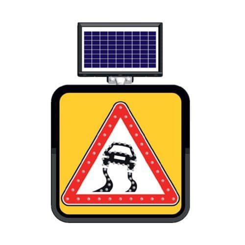 Solar Ledli Yol Bakim Levhasi (60X60Cm) Kaygan Yol