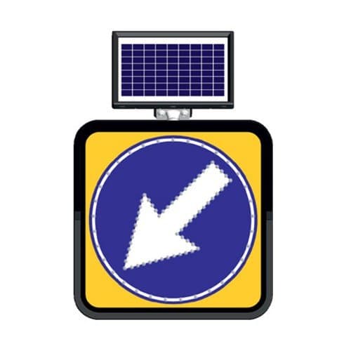 Solar Ledli Yol Bakim Levhasi (60X60Cm) Sola Mecburi Yön