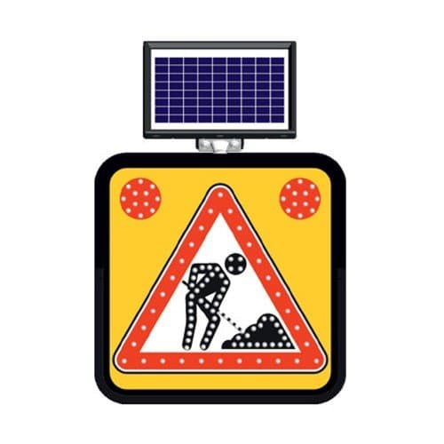 Solar Ledli Yol Bakim Levhasi (60X60Cm) Yolda Çalişma Var