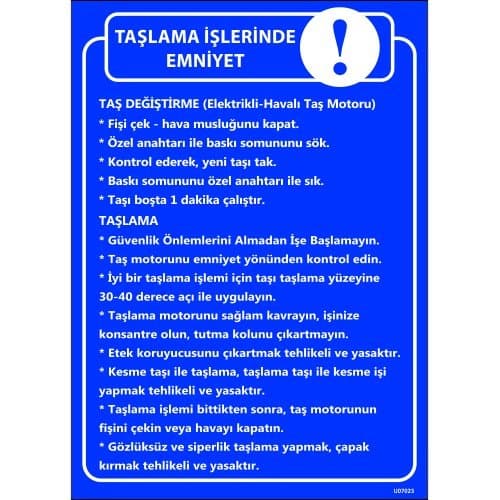 Taşlama İşlerinde Emniyet Levhası 25x35 cm