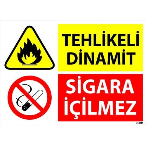 Tehlikeli Dinamit Sigara İçilmez Levhası 25x35 cm