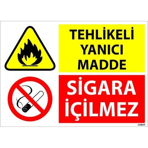Tehlikeli Yanıcı Madde Sigara İçilmez Levhası 25x35 cm