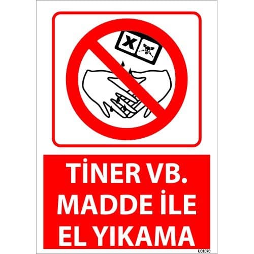 Tiner Vb Madde İle El Yıkama Uyarı Levhası 25x35 cm