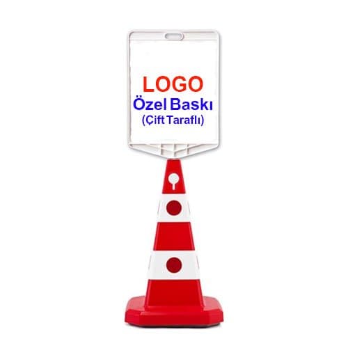 Ultra Kedi Gözlü Trafik Konisi 60 cm + Dikdörtgen Tabela + Baskılı