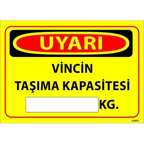 Vincin Taşıma Kapasitesi Kg Levhası 25x35 cm